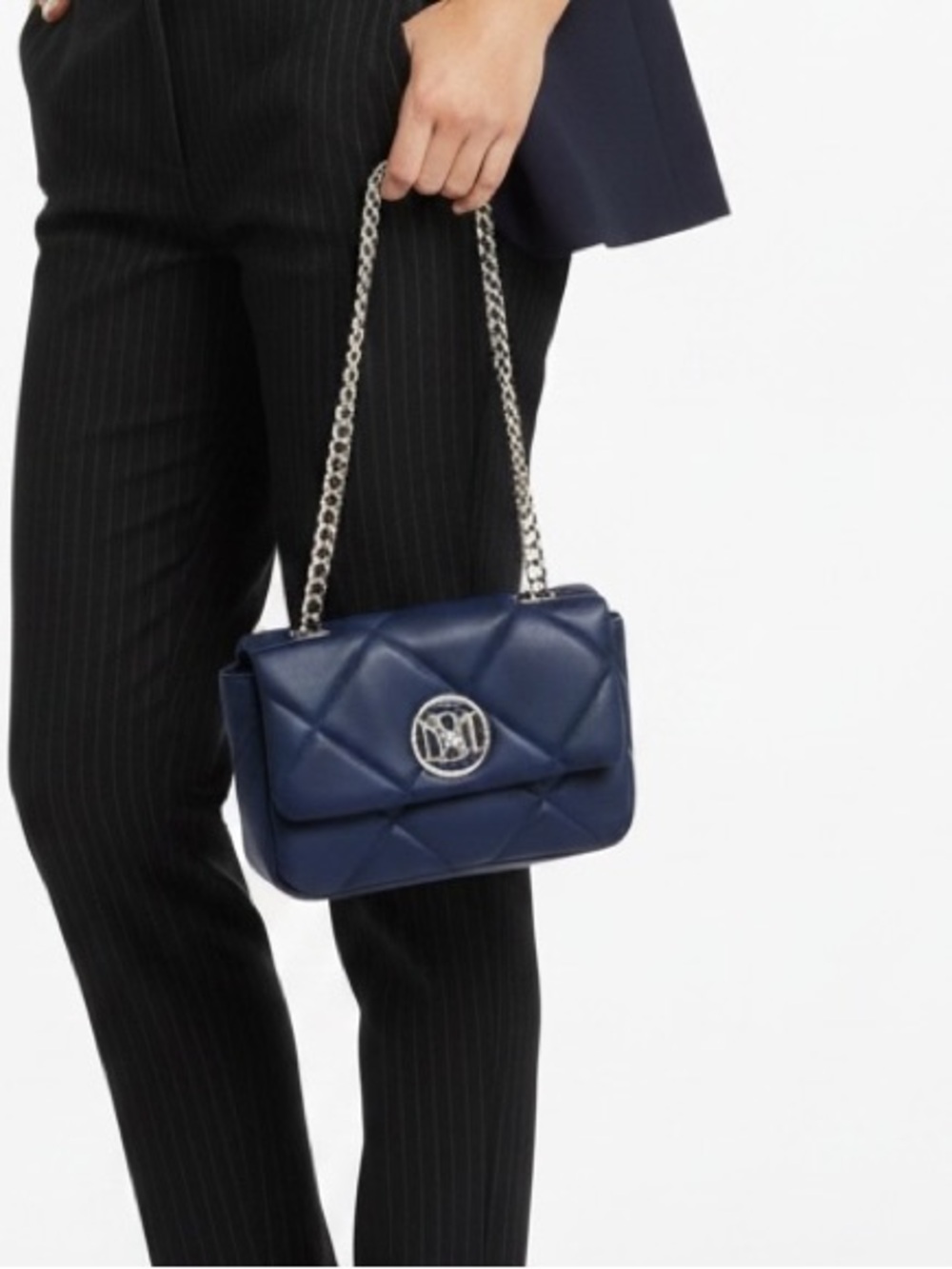 Badgley Mischka NWT Navy Quilted Bag with Gold Chain